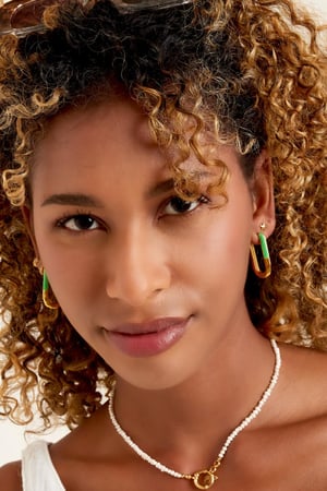 Squared earrings color blocking Rose Stainless Steel h5 Picture5